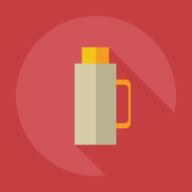 Gölge simgeler termos ile düz modern tasarım