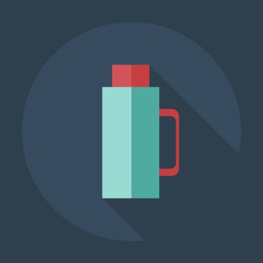 Gölge simgeler termos ile düz modern tasarım