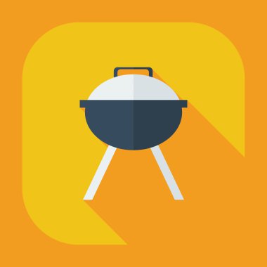 Gölge simgeler barbeküler ile düz modern tasarım