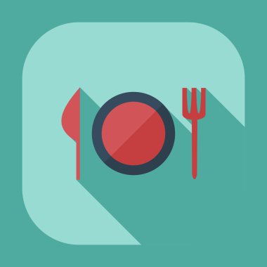 Gölge simgeler yemekleri ile düz modern tasarım