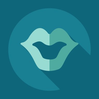 Gölge simgeler dudakları ile düz modern tasarım