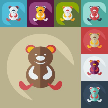 Gölge simgeler oyuncaklar ile düz modern tasarım