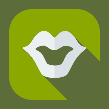 Gölge simgeler dudakları ile düz modern tasarım