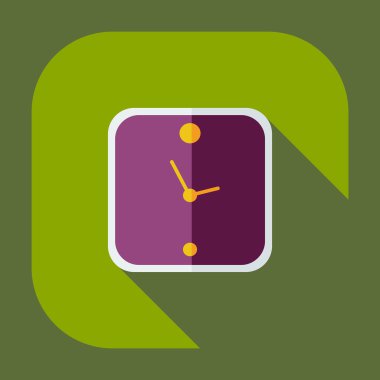 Gölge simgeler saati ile düz modern tasarım