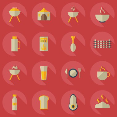 Düz kavramı, set modern tasarımı ile gölge barbeküler