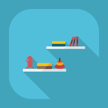 Gölge simgeler kitaplarla düz modern tasarım