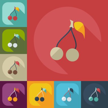 Gölge simgeler kiraz ile düz modern tasarım