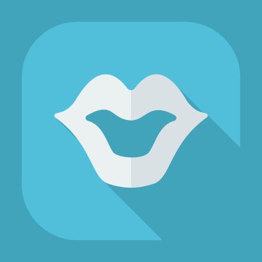 Gölge simgeler dudakları ile düz modern tasarım