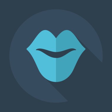 Gölge simgeler dudak ile düz modern tasarım