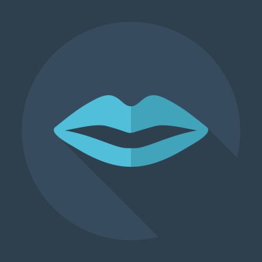 Gölge simgeler dudak ile düz modern tasarım