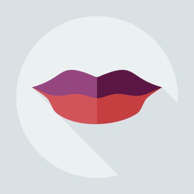 Gölge simgeler dudak ile düz modern tasarım