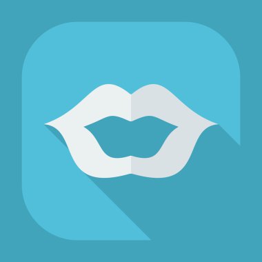 Gölge simgeler dudak ile düz modern tasarım