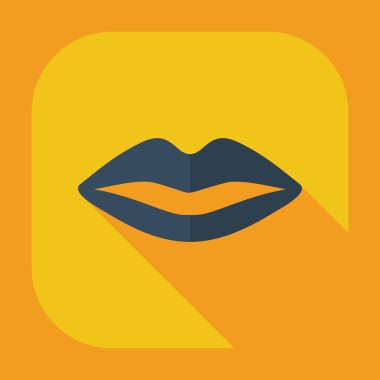 Gölge simgeler dudak ile düz modern tasarım