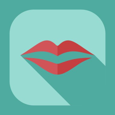 Gölge simgeler dudakları ile düz modern tasarım