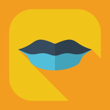 Gölge simgeler dudak ile düz modern tasarım