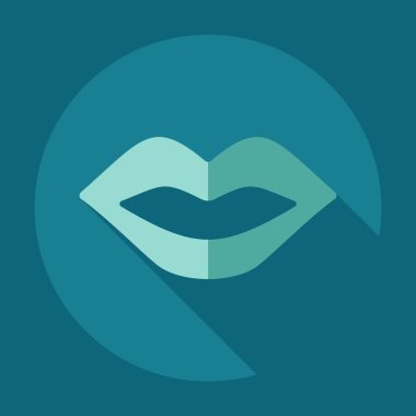 Gölge simgeler dudakları ile düz modern tasarım