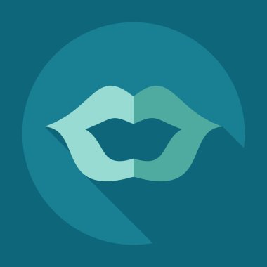 Gölge simgeler dudak ile düz modern tasarım