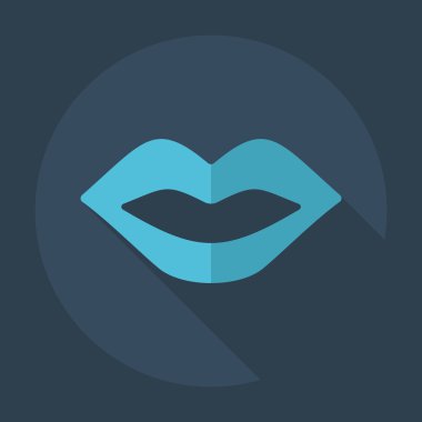 Gölge simgeler dudakları ile düz modern tasarım