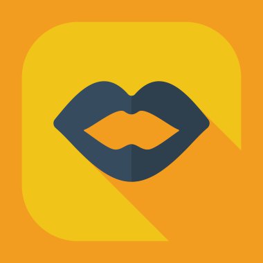 Gölge simgeler dudak ile düz modern tasarım