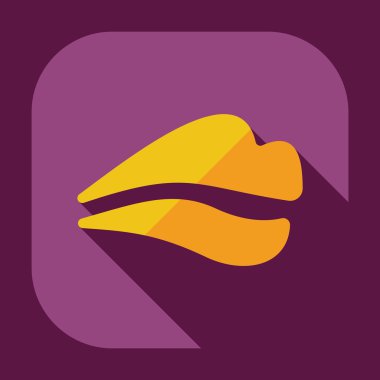 Gölge simgeler dudakları ile düz modern tasarım