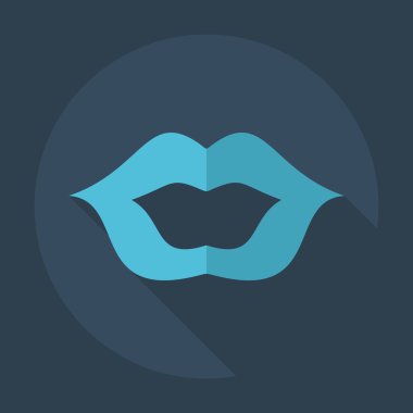 Gölge simgeler dudak ile düz modern tasarım