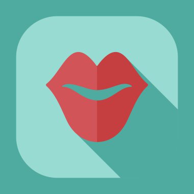 Gölge simgeler dudak ile düz modern tasarım