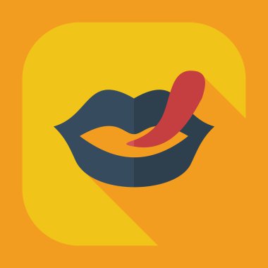 Gölge simgeler dudakları ile düz modern tasarım