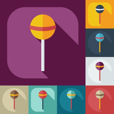 Gölge simgeler şeker ile düz modern tasarım