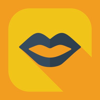 Gölge simgeler dudakları ile düz modern tasarım