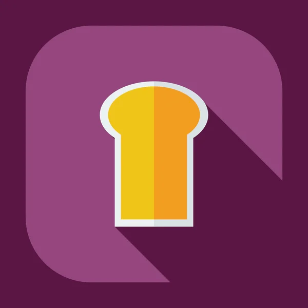 Düz modern tasarım gölge Icons ile bir dilim ekmek — Stok Vektör