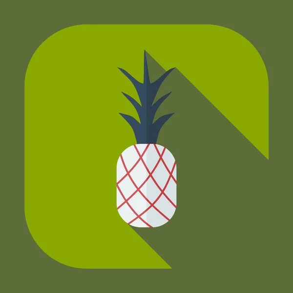 Plat modern design met schaduw pictogrammen ananas — Stockvector