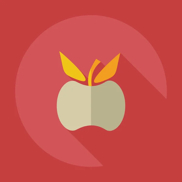Diseño moderno plano con iconos de sombra manzana — Vector de stock