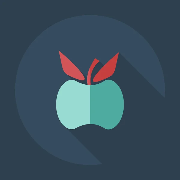 Diseño moderno plano con iconos de sombra manzana — Vector de stock