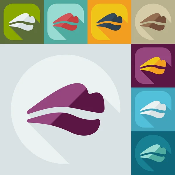 Flat modern design with shadow icons lips — Stock Vector