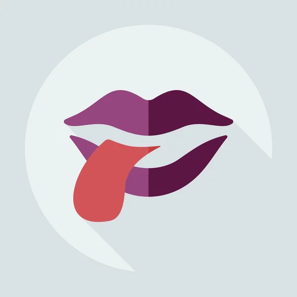 Gölge simgeler dudakları ile düz modern tasarım — Stok Vektör