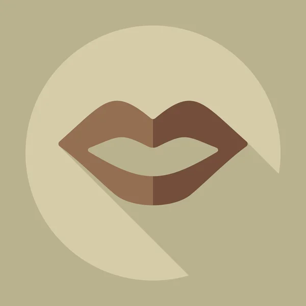 Plat modern design met schaduw pictogrammen lippen — Stockvector