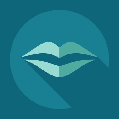 Gölge simgeler dudakları ile düz modern tasarım