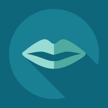 Gölge simgeler dudak ile düz modern tasarım