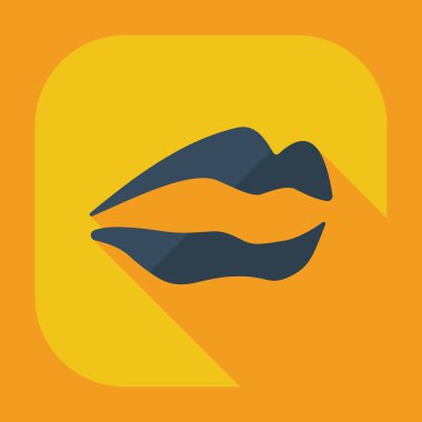 Gölge simgeler dudakları ile düz modern tasarım