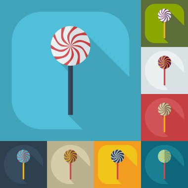 Gölge simgeler şeker ile düz modern tasarım