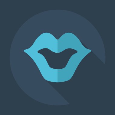 Gölge simgeler dudakları ile düz modern tasarım