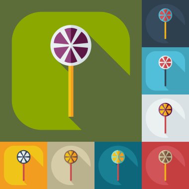 Gölge simgeler şeker ile düz modern tasarım