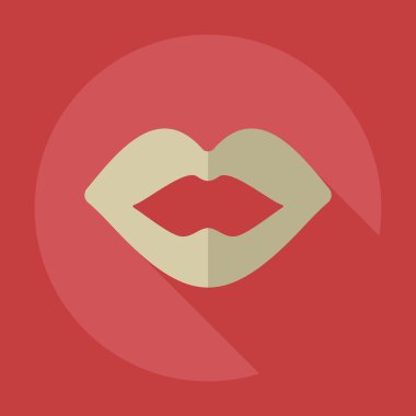 Gölge simgeler dudak ile düz modern tasarım