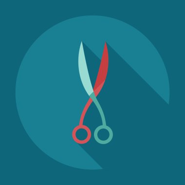 Gölge simgeler makas ile düz modern tasarım