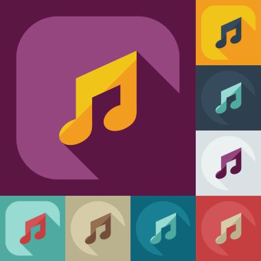Gölge simgeler müzik ile düz modern tasarım