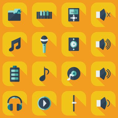 Gölge simgeler müzik ile düz modern tasarım