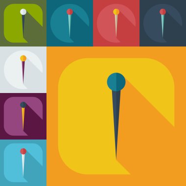 Gölge simgeler iğne ile düz modern tasarım