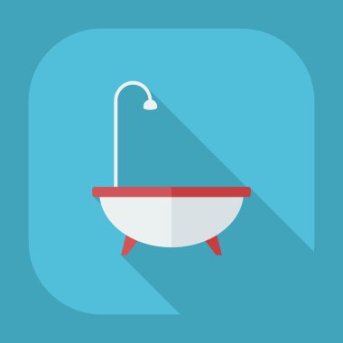 Gölge simgeler küvet ile düz modern tasarım