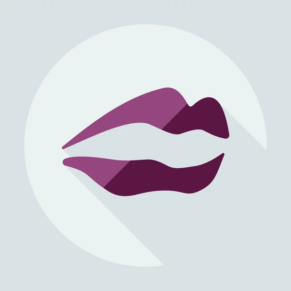 Gölge simgeler dudakları ile düz modern tasarım — Stok Vektör