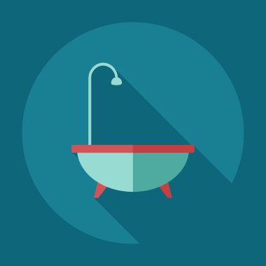 Gölge simgeler küvet ile düz modern tasarım